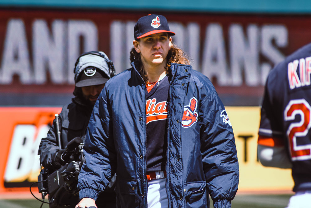  Mike Clevinger makes his way to the dugout ahead of first pitch in Cleveland on Sunday.&nbsp; 