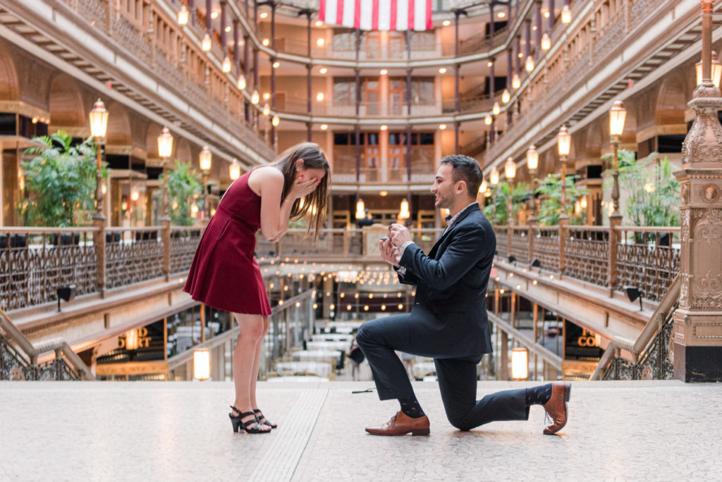 A wedding proposal in Downtown Cleveland, Ohio